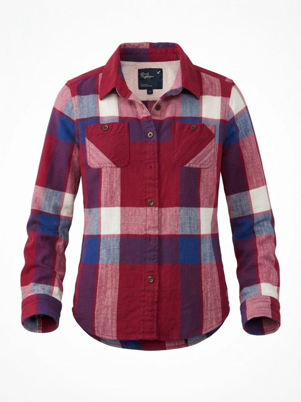 American Eagle Outfitters Women’s Red, Blue & White Plaid Button-Down Shirt